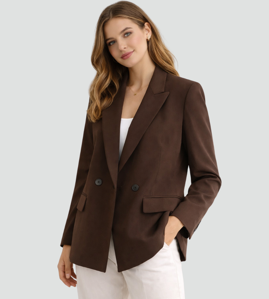 Blazer damski z podwójnym zapięciem i taliowanym krojem | L&V - 7 - Livia-Moda