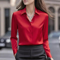 Bluzka damska z kołnierzykiem i długim rękawem - elegancki fason - 1 - Livia-Moda
