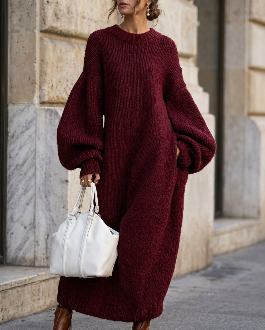 Sukienka damska z oversize krojem i bufiastymi rękawami - idealna na co dzień - 1 - Livia-Moda