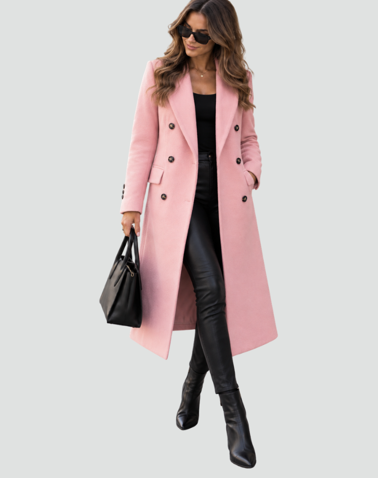 Płaszcz damski - Klasyczny krój z podwójnym zapięciem - 2 - Livia-Moda