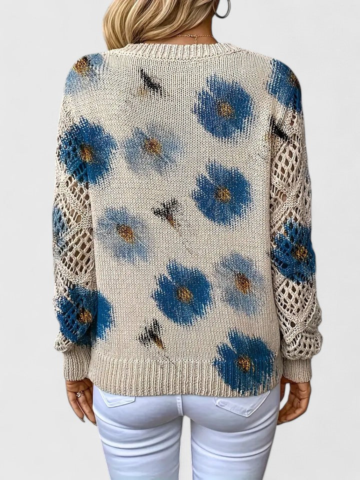 Pullover damski z dekoltem w serek i luźnym krojem z detalami - 8 - Livia-Moda