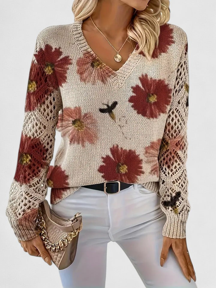 Pullover damski z dekoltem w serek i luźnym krojem z detalami - 14 - Livia-Moda