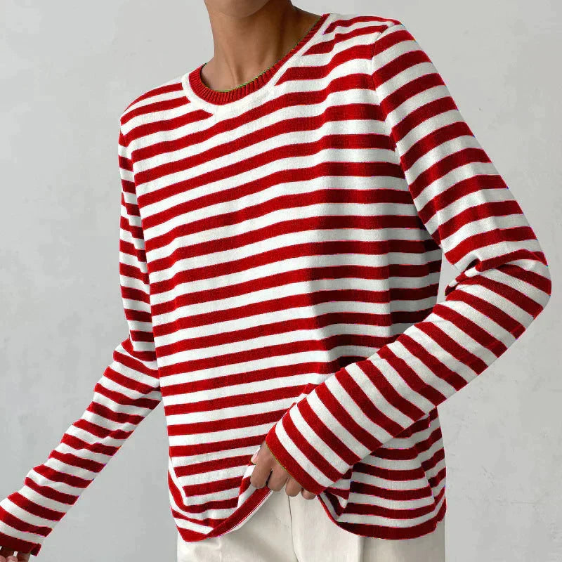 Pullover Damski z okrągłym dekoltem i długimi rękawami | L&V - 1 - Livia-Moda