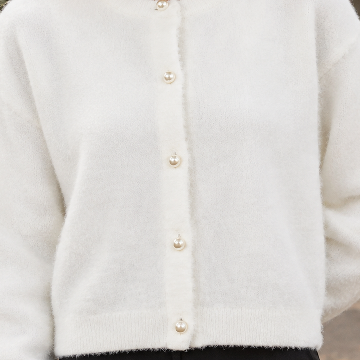 Cardigan damski z luźnym krojem i eleganckim zapięciem | L&V - 2 - Livia-Moda