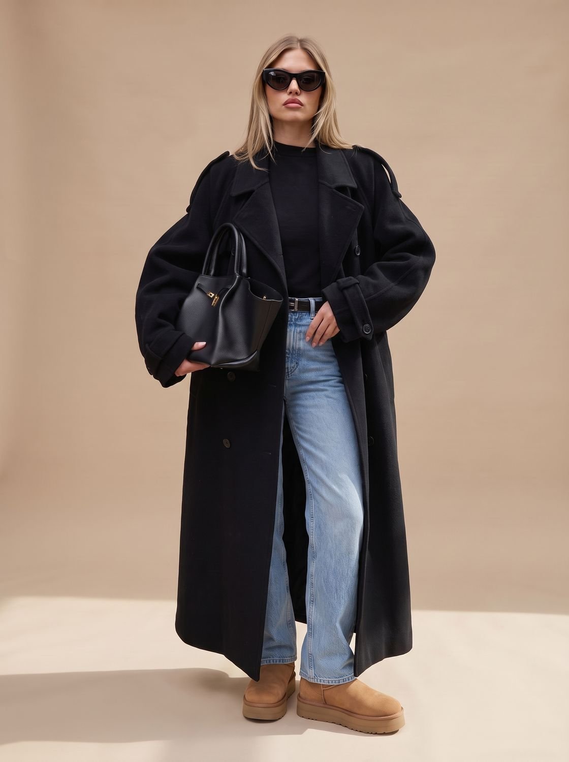 Płaszcz Trench damski z paskiem i luźnym krojem - 6 - Livia-Moda