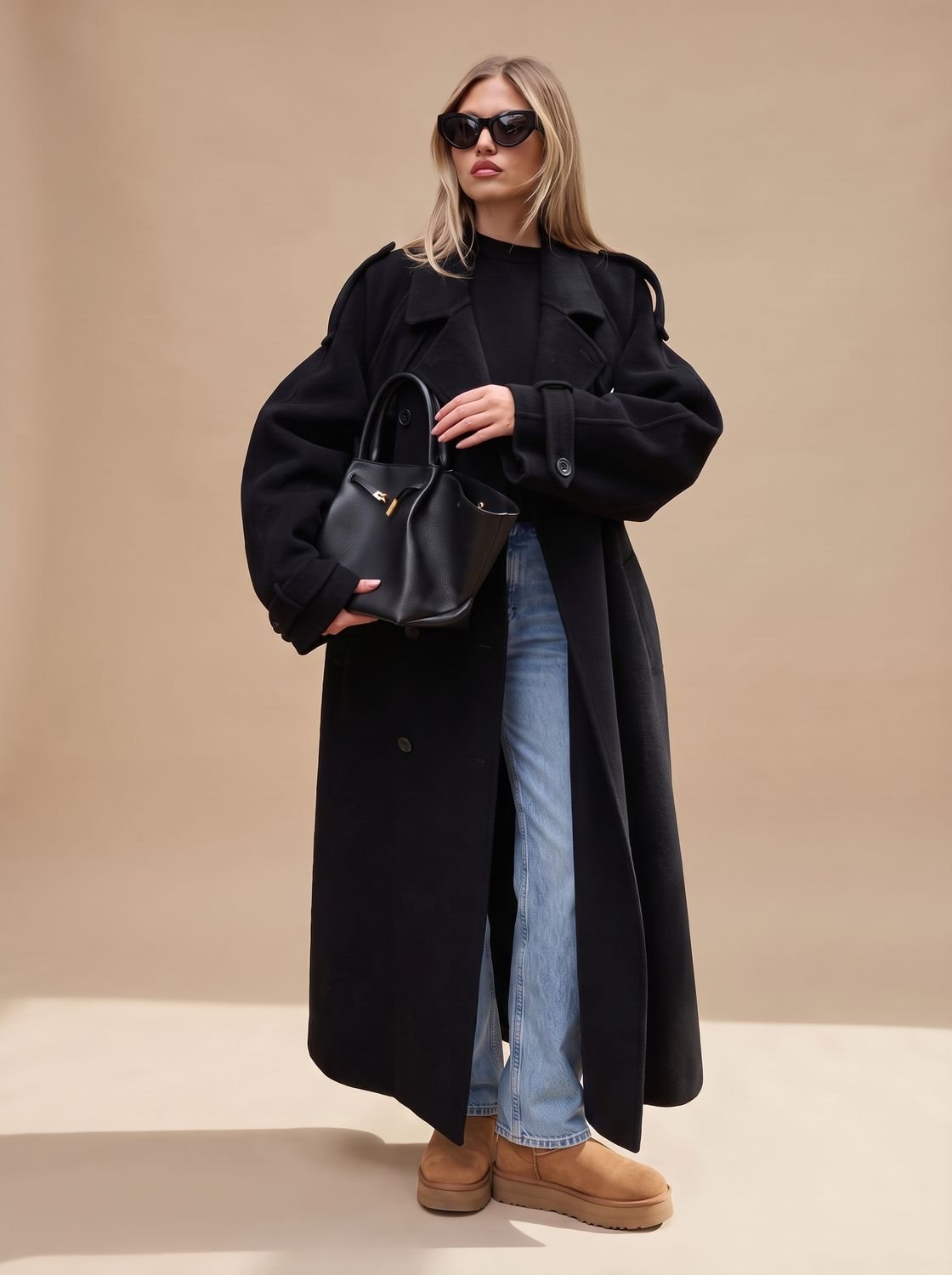 Płaszcz Trench damski z paskiem i luźnym krojem - 7 - Livia-Moda