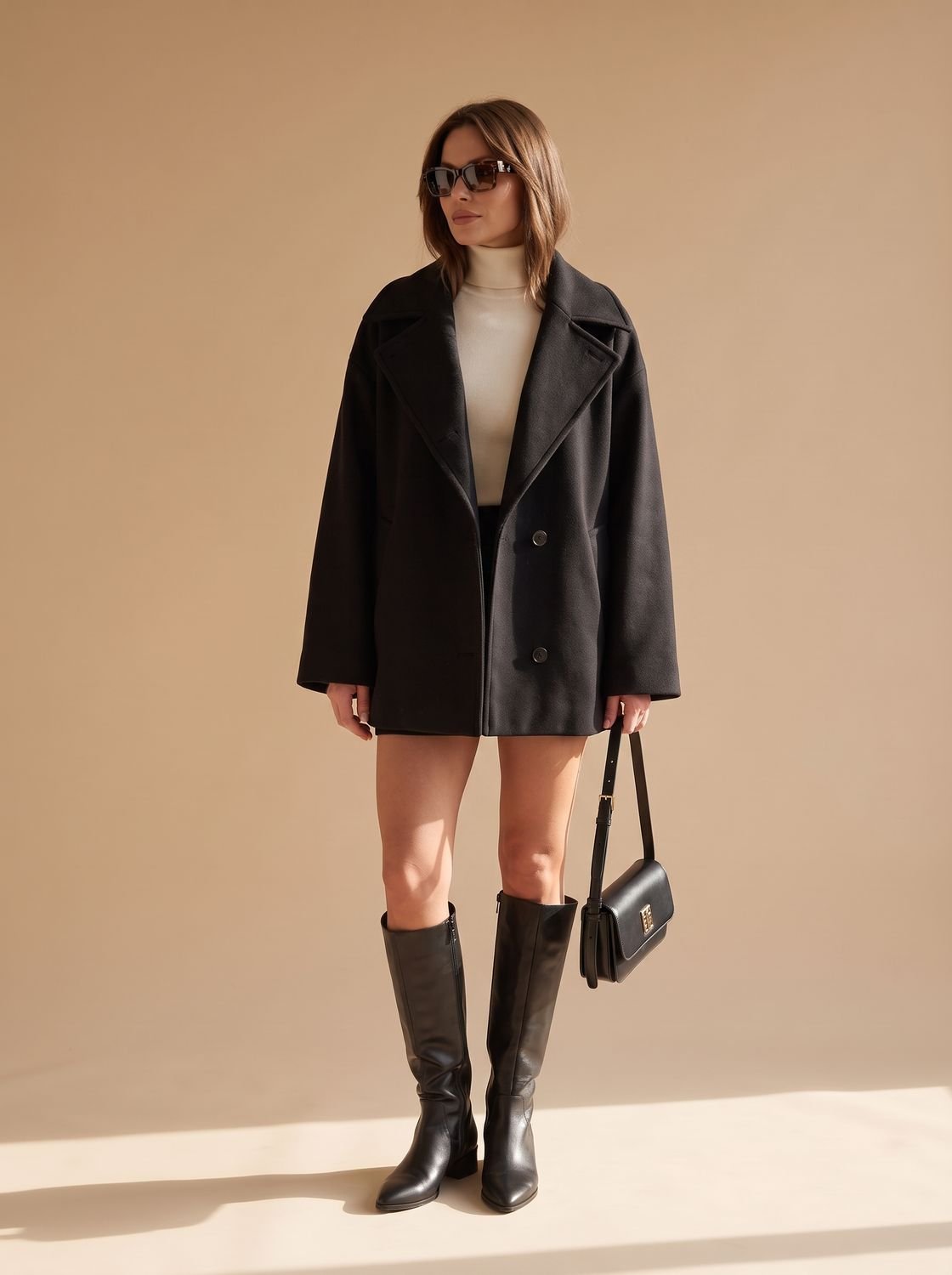 Płaszcz damski z luźnym krojem i eleganckimi guzikami - 2 - Livia-Moda
