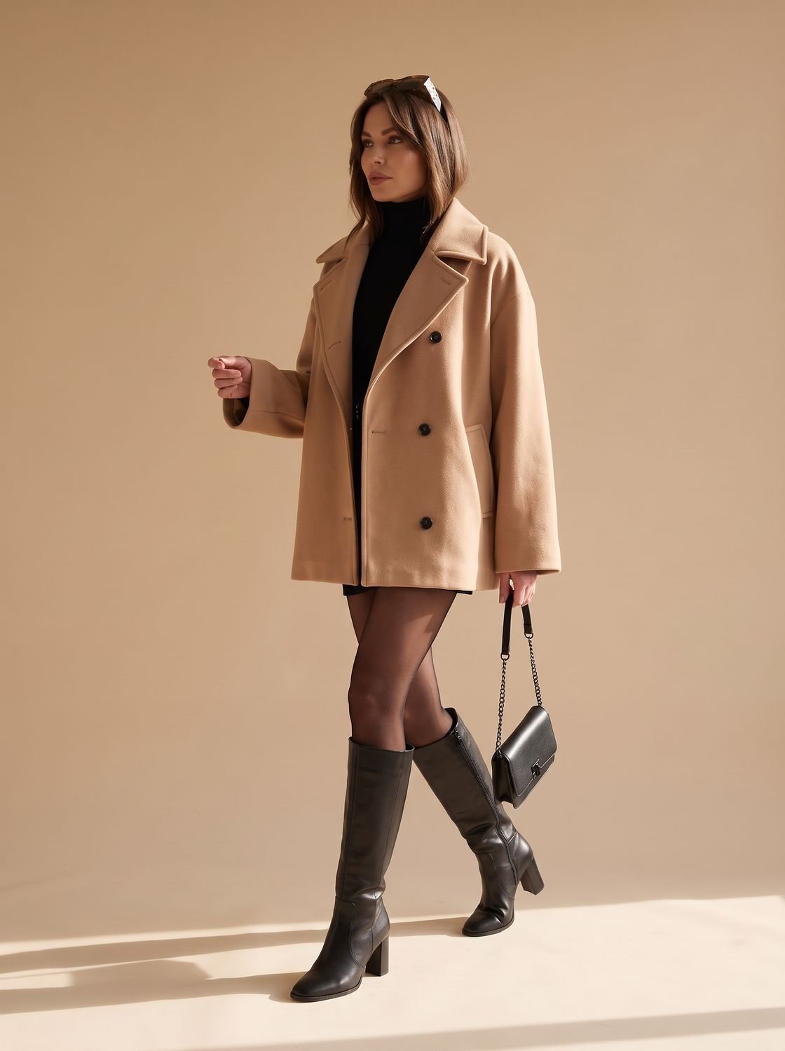 Płaszcz damski z luźnym krojem i eleganckimi guzikami - 3 - Livia-Moda