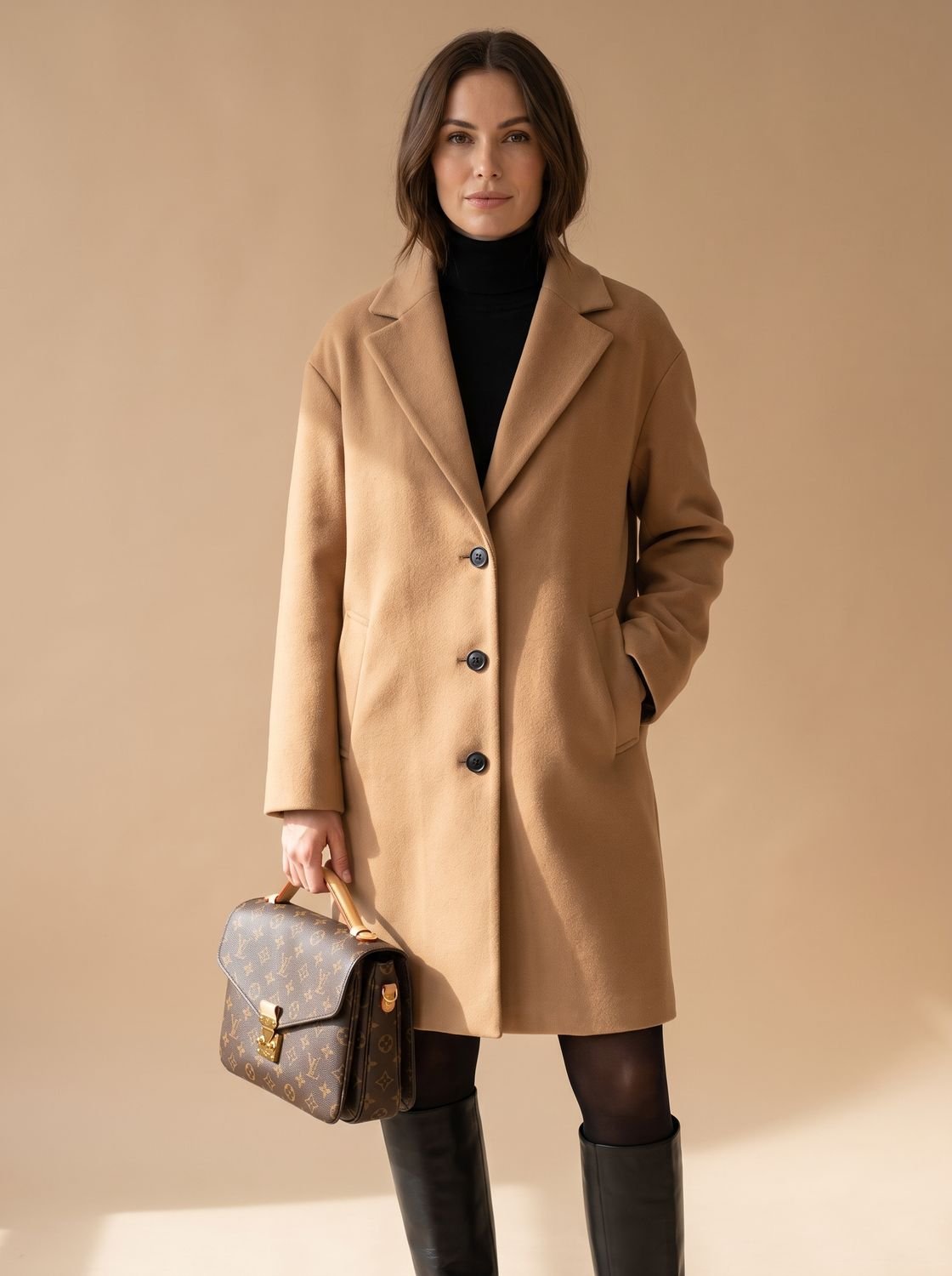 Płaszcz damski z luźnym krojem i eleganckimi guzikami - 4 - Livia-Moda
