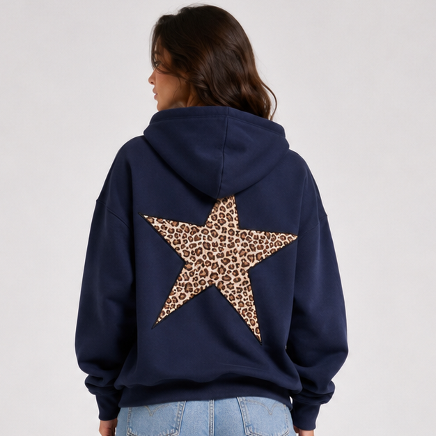 Hoodie damski z luźnym krojem i wyrazistym detalem - 1 - Livia-Moda
