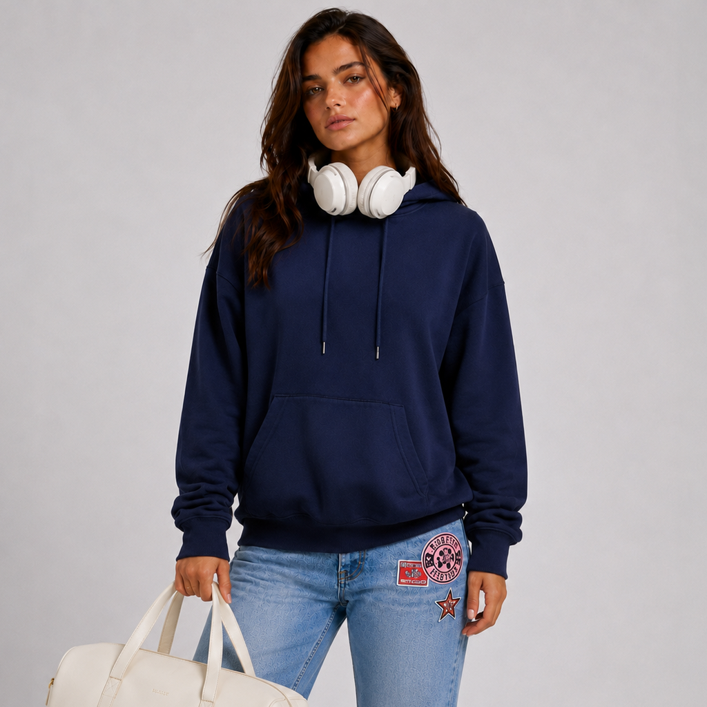 Hoodie damski z luźnym krojem i wyrazistym detalem - 5 - Livia-Moda