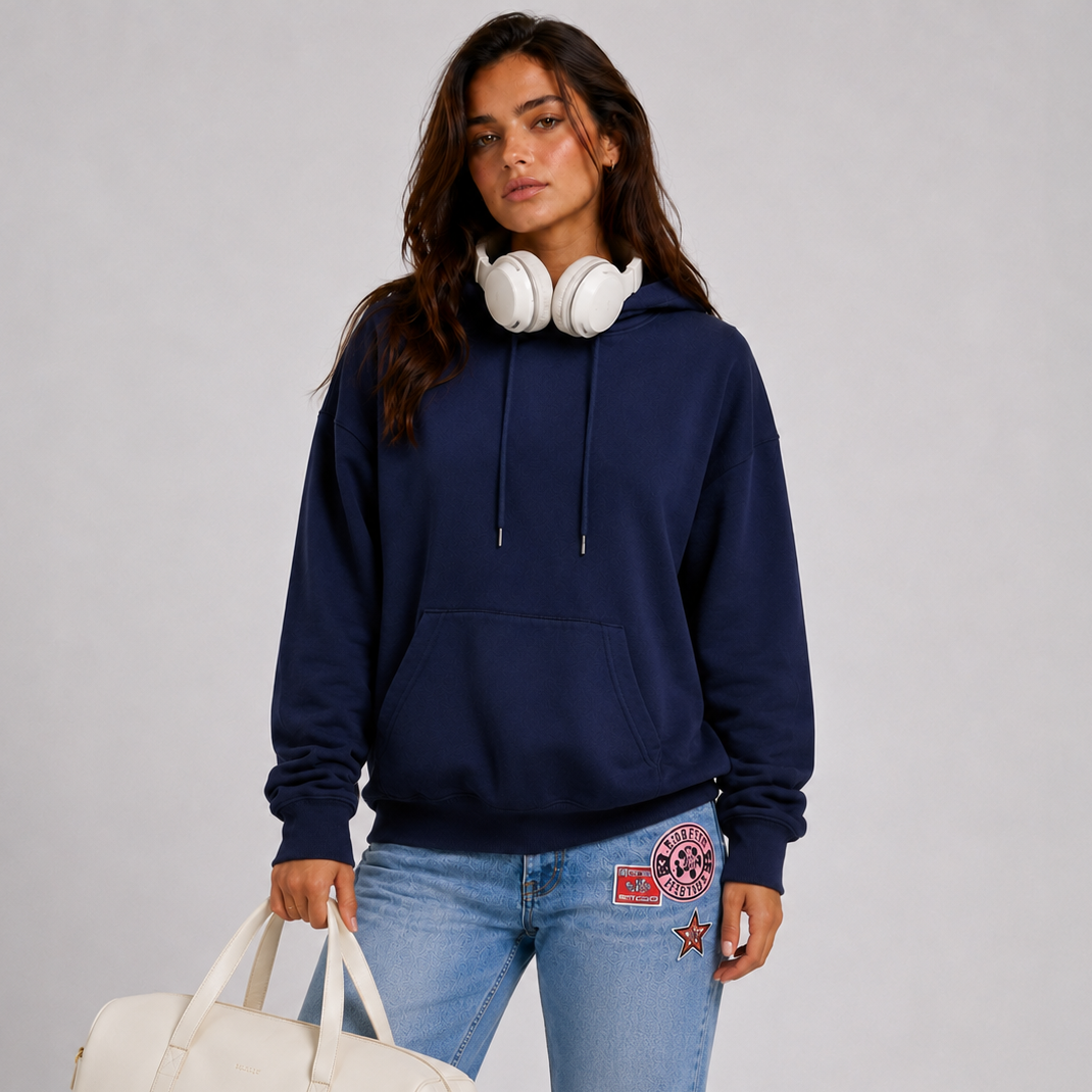 Hoodie damski z luźnym krojem i wyrazistym detalem - 5 - Livia-Moda