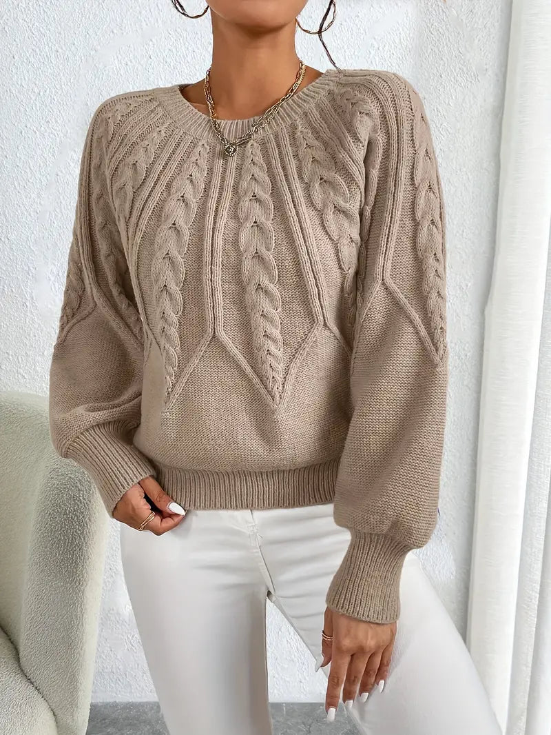 Pullover damski z luźnym krojem i bufkami na rękawach - 1 - Livia-Moda