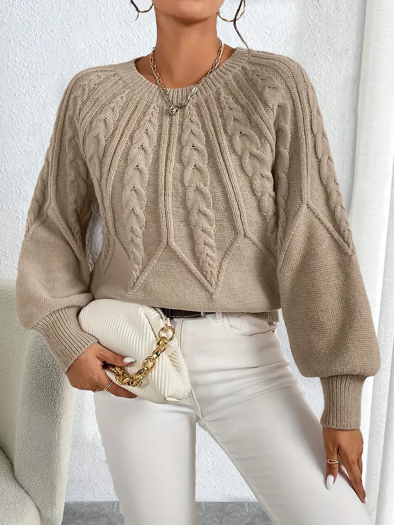 Pullover damski z luźnym krojem i bufkami na rękawach - 4 - Livia-Moda