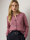 Cardigan damski z okrągłym dekoltem i zapięciem na guziki - luźny krój - 1 - Livia-Moda