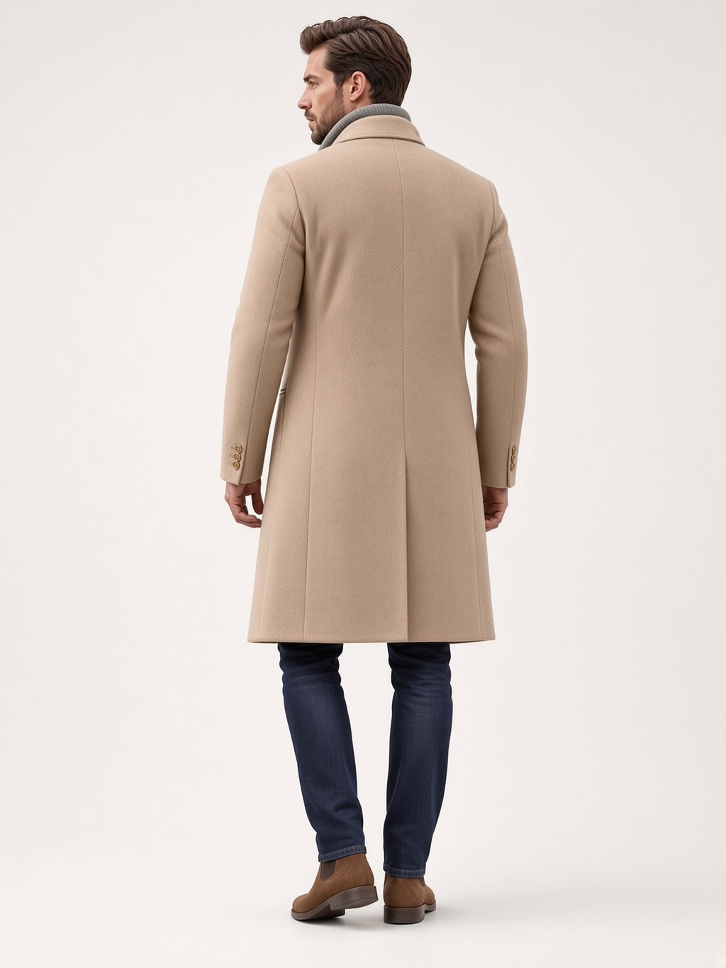 Płaszcz męski klasyczny z długim krojem i eleganckimi detalami - 3 - Livia-Moda