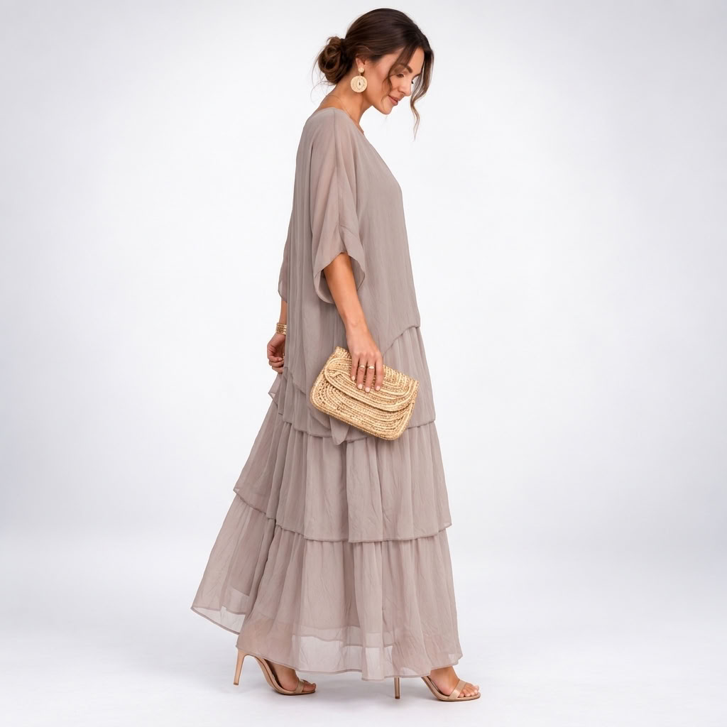 Sukienka maxi damska z falującym krojem i luźnymi rękawami - 3 - Livia-Moda