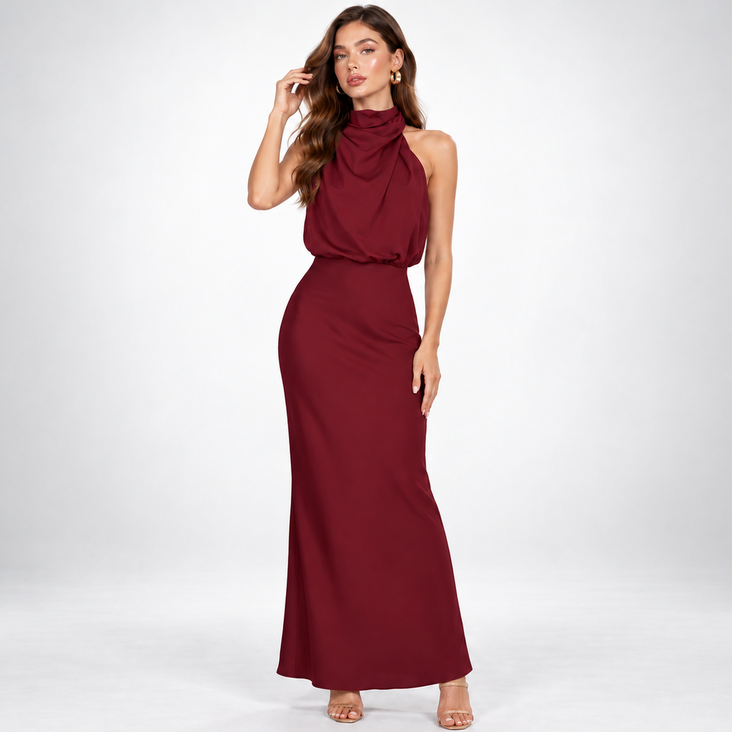 Sukienka wieczorowa damska maxi z dopasowaną sylwetką i eleganckim dekoltem - 1 - Livia-Moda