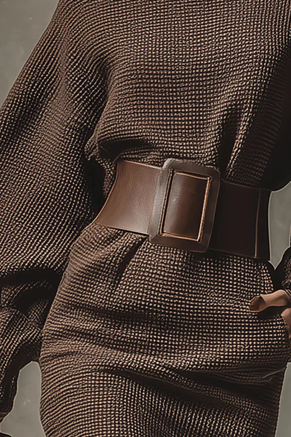 Sukienka damska mini z długimi rękawami i paskiem w talii - 3 - Livia-Moda