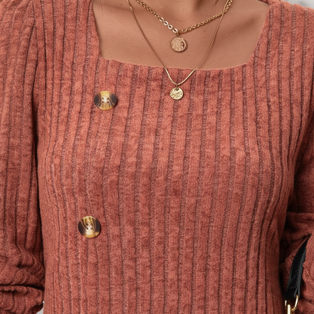 Pullover damski z kwadratowym dekoltem i długimi rękawami - 3 - Livia-Moda