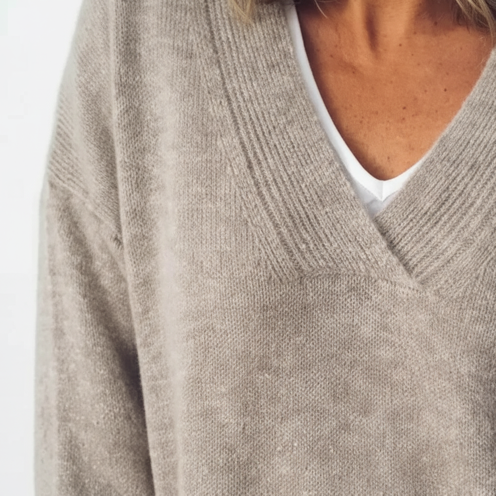 Pullover damski z dekoltem w serek i luźnym krojem - 3 - Livia-Moda