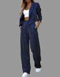 Stylowy damski outfit z marynarką i spodniami w paski - 1 - Livia-Moda