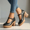 Obcasy damskie Mary Jane z T-Strap i blokowym obcasem - 1 - Livia-Moda