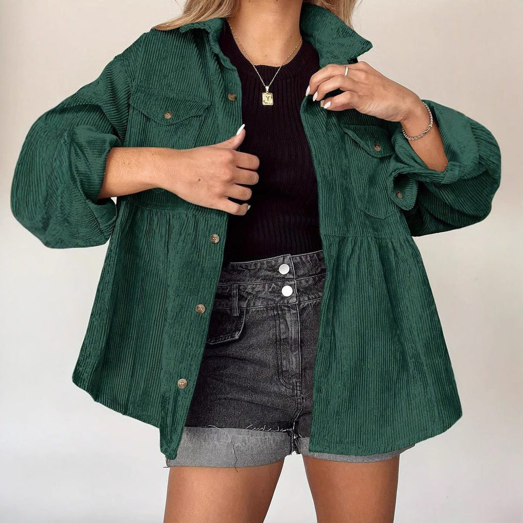 Koszula damska oversize z falbaną i kieszeniami - 4 - Livia-Moda