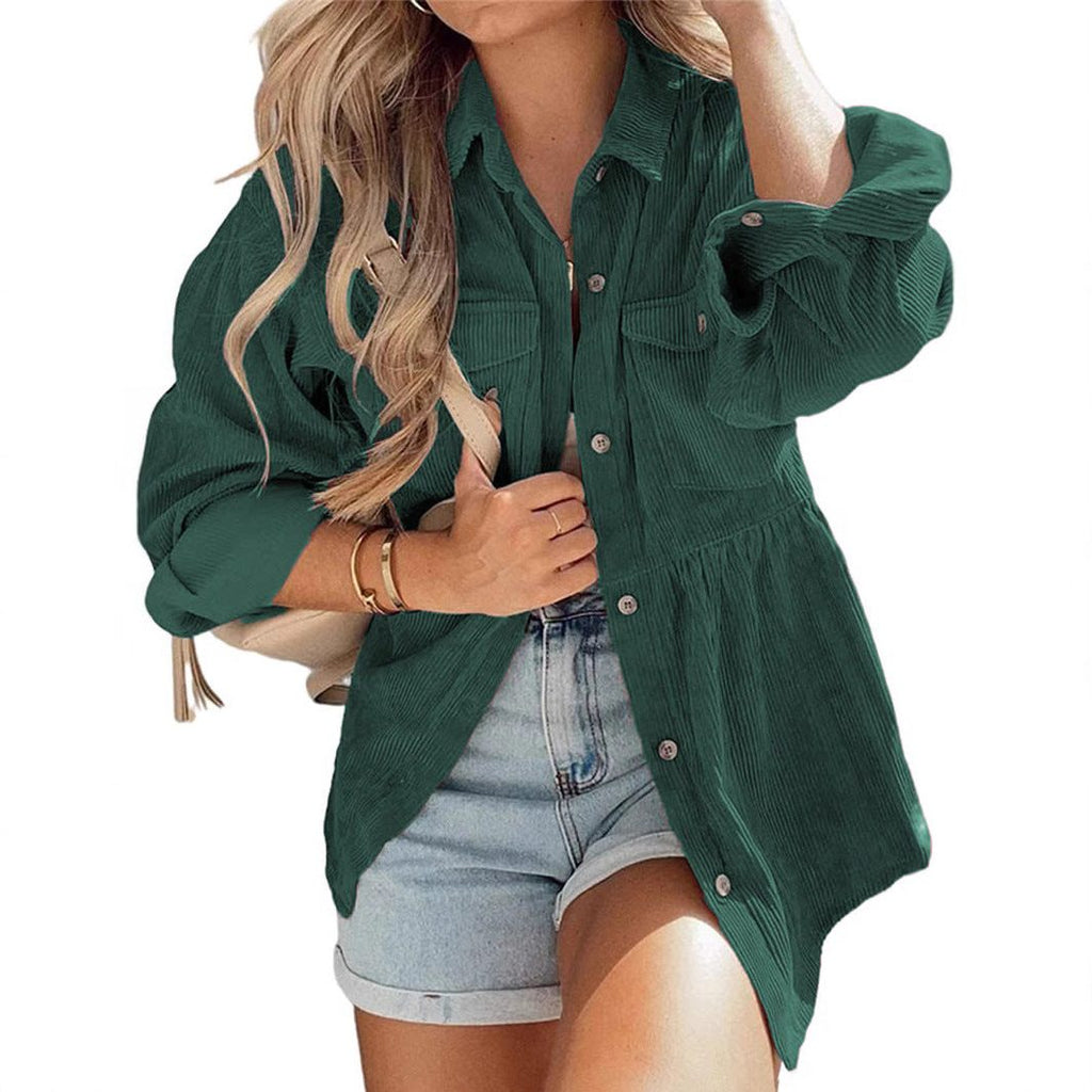 Koszula damska oversize z falbaną i kieszeniami - 5 - Livia-Moda