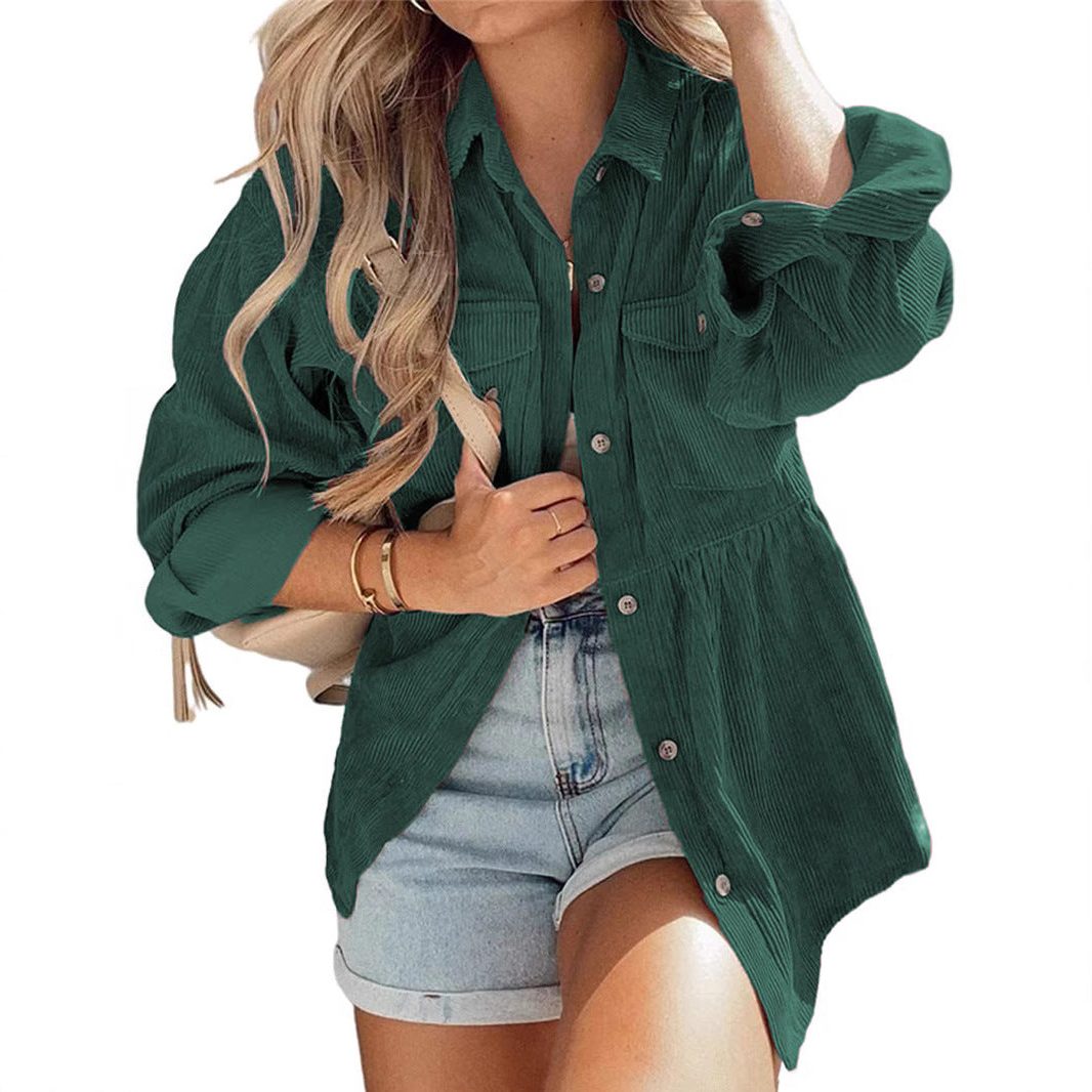Koszula damska oversize z falbaną i kieszeniami - 5 - Livia-Moda