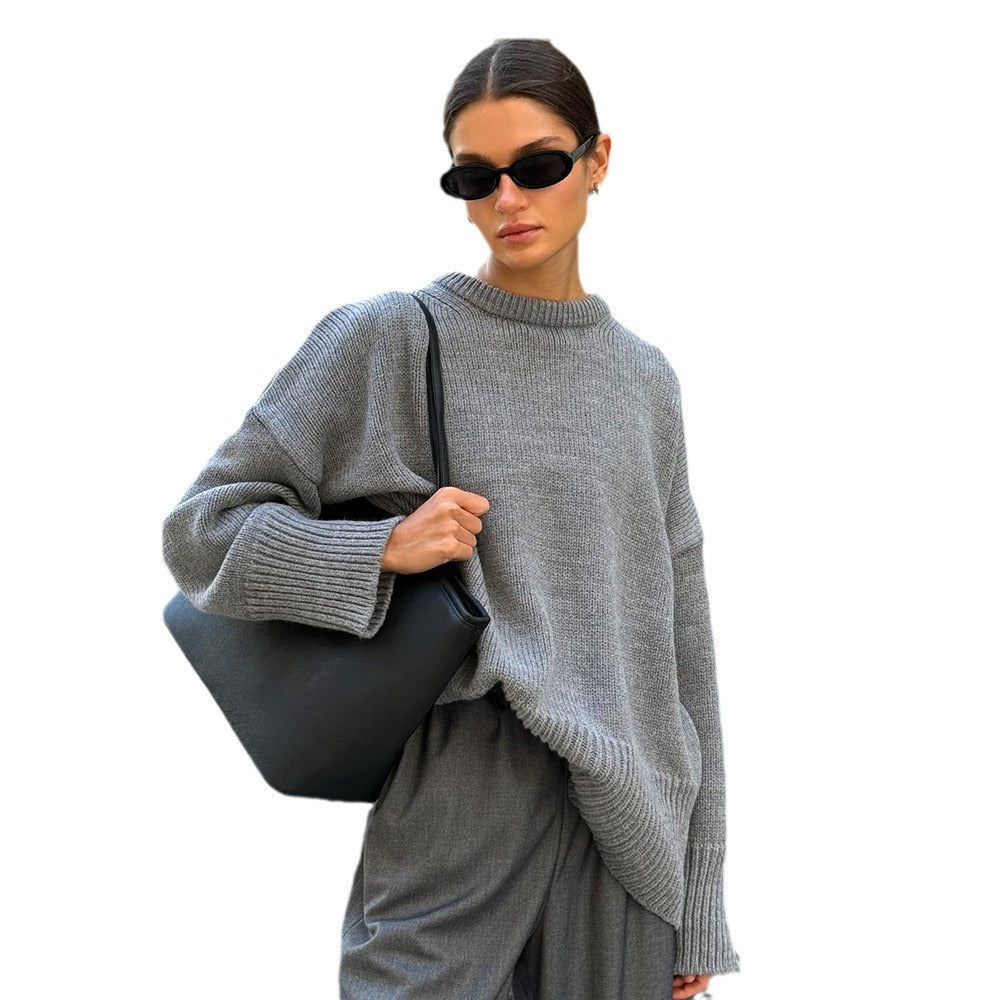Pullover damski z luźnym krojem i okrągłym dekoltem - 4 - Livia-Moda