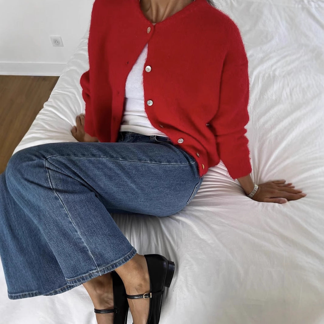 Cardigan damski z guzikami – Luźny krój i elegancki design - 2 - Livia-Moda