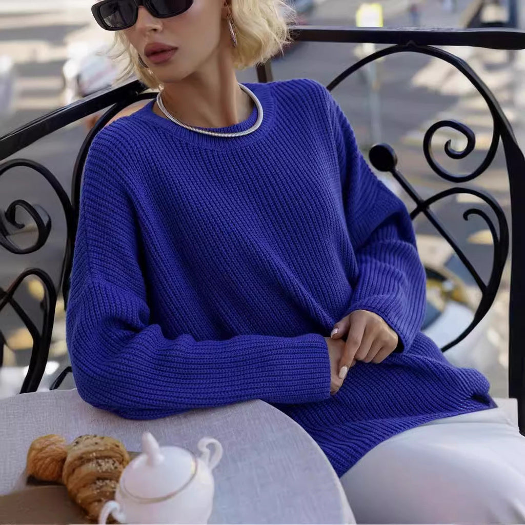 Pullover damski z okrągłym dekoltem i luźnym krojem - 4 - Livia-Moda