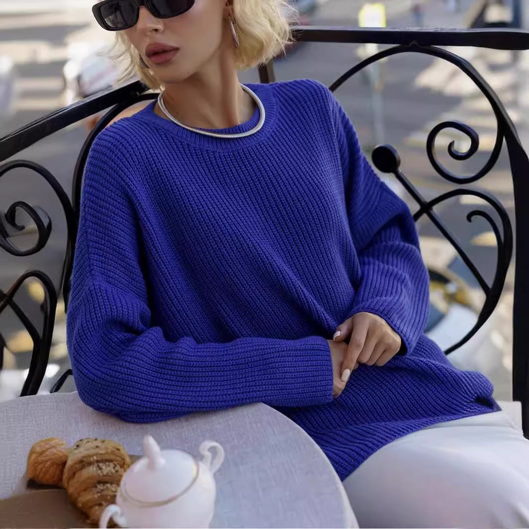 Pullover damski z okrągłym dekoltem i luźnym krojem - 4 - Livia-Moda