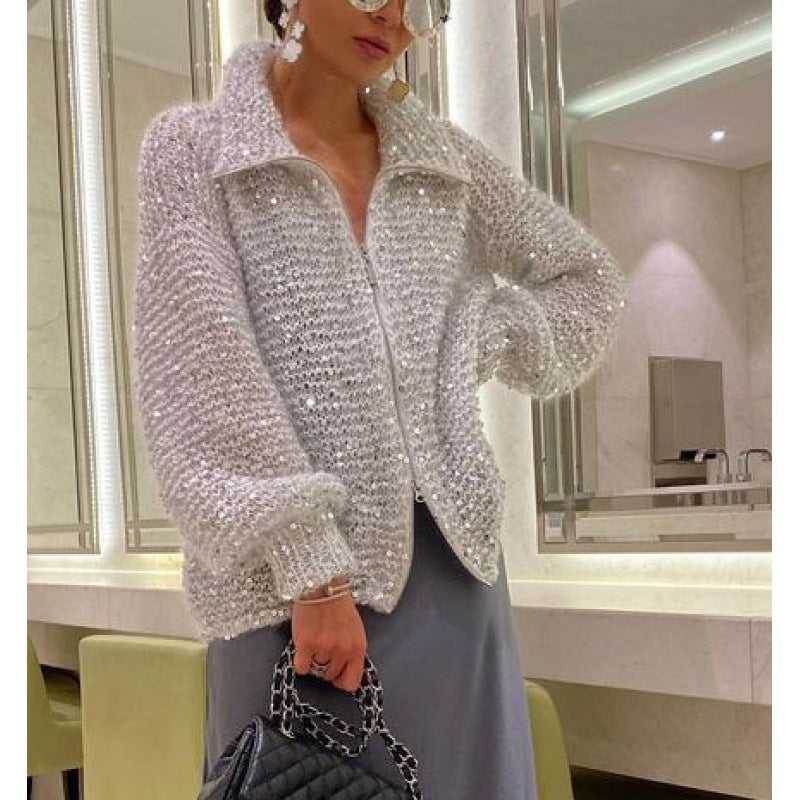 Cardigan damski z luźnym krojem i długimi rękawami - 2 - Livia-Moda