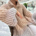 Cardigan damski z luźnym krojem i długimi rękawami - 8 - Livia-Moda