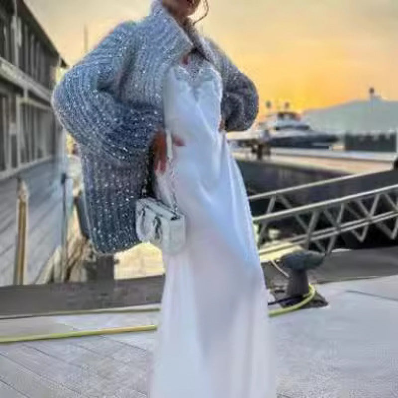 Cardigan damski z luźnym krojem i długimi rękawami - 11 - Livia-Moda
