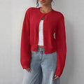 Cardigan damski z okrągłym dekoltem i długimi rękawami - 2 - Livia-Moda