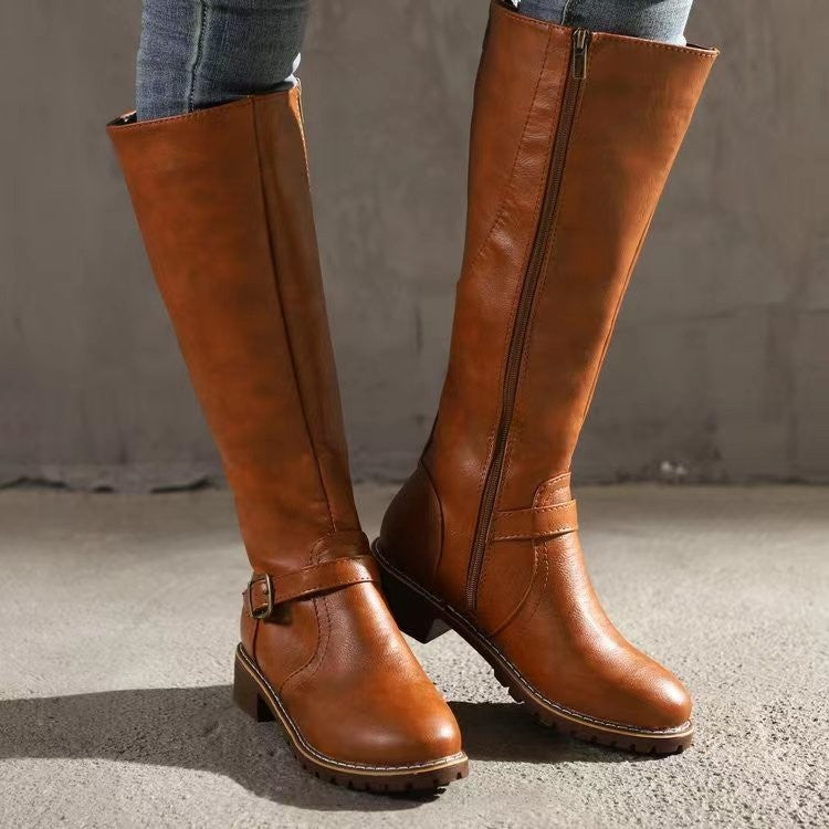 Botki damskie z wysoką cholewką i klamrą - 6 - Livia-Moda