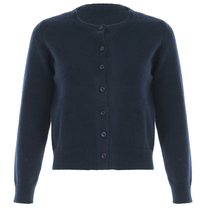 Cardigan damski z guzikami i okrągłym dekoltem - 1 - Livia-Moda