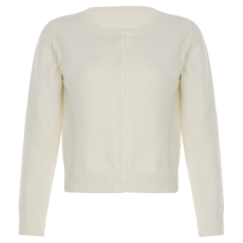 Cardigan damski z guzikami i okrągłym dekoltem - 2 - Livia-Moda
