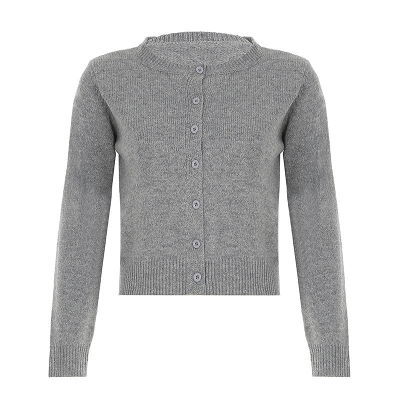 Cardigan damski z guzikami i okrągłym dekoltem - 3 - Livia-Moda
