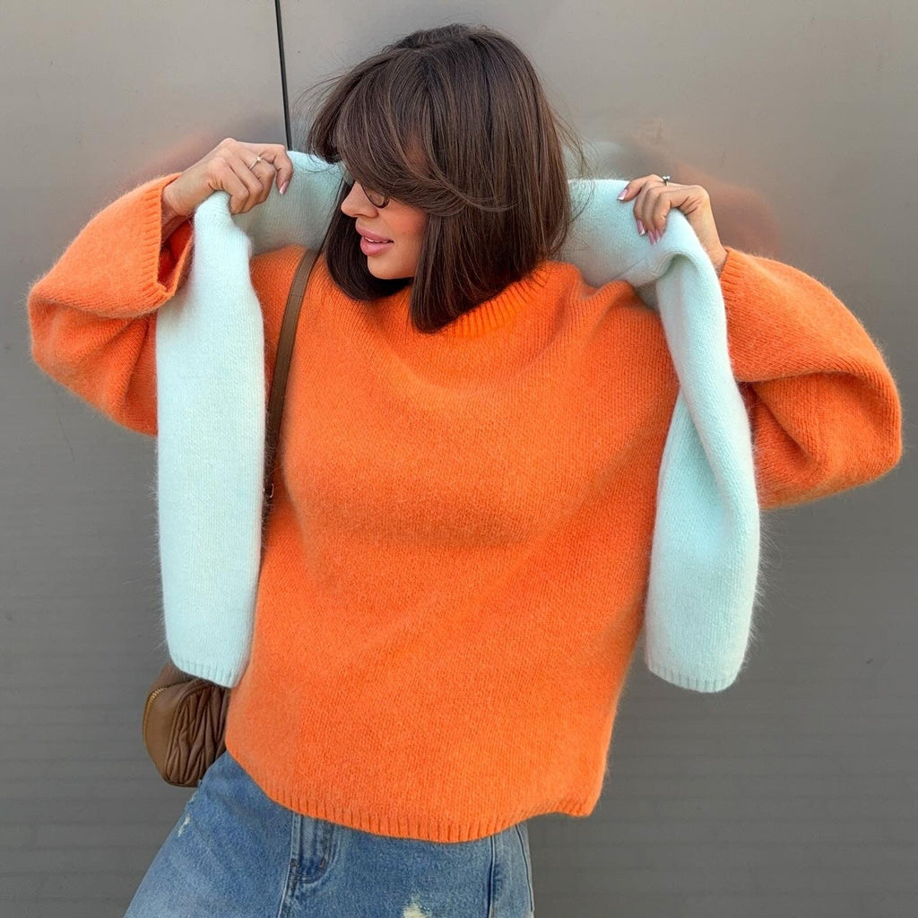 Pullover damski z okrągłym dekoltem i luźnym krojem - 8 - Livia-Moda