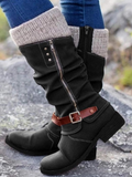 Botki damskie z zapięciem i wiązaniem w talii - 1 - Livia-Moda