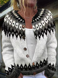 Cardigan damski z wzorem - Klasyczny krój z guzikami - 1 - Livia-Moda