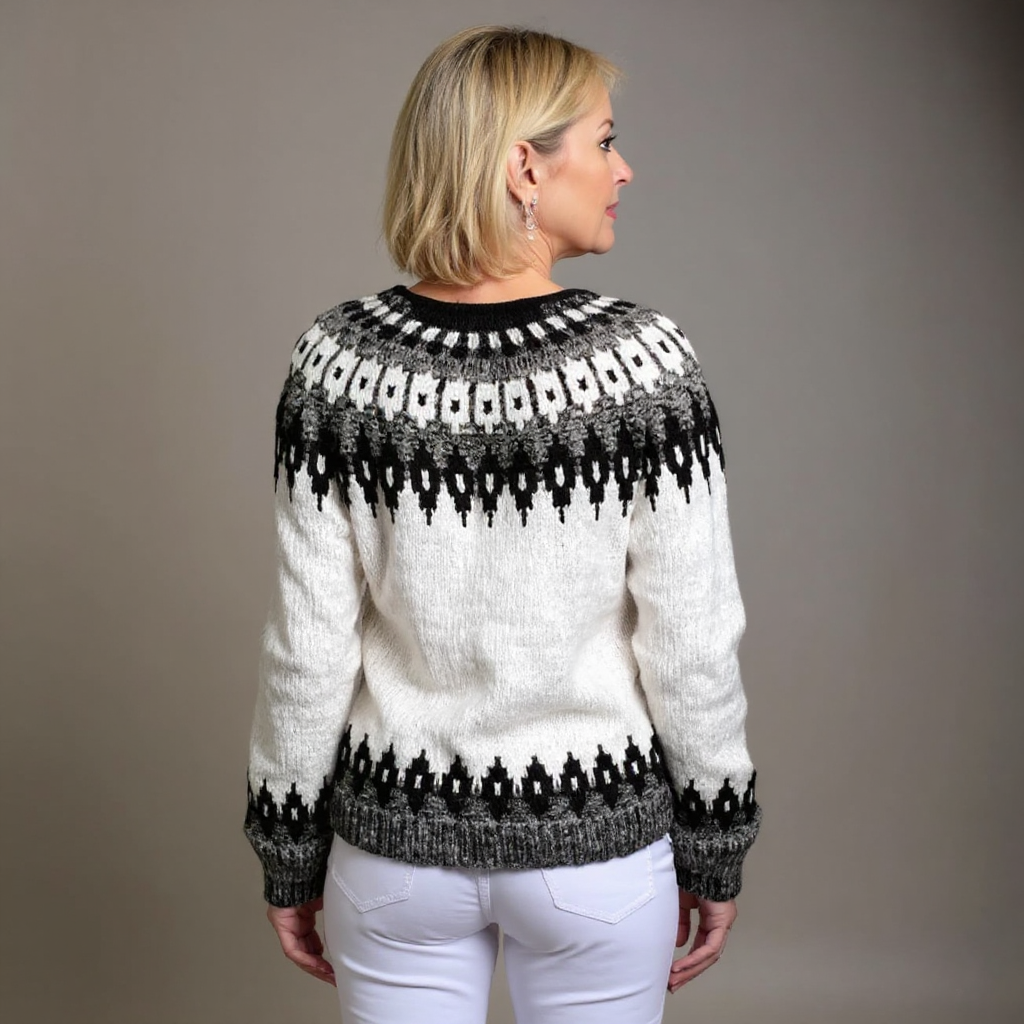 Cardigan damski z wzorem - Klasyczny krój z guzikami - 3 - Livia-Moda