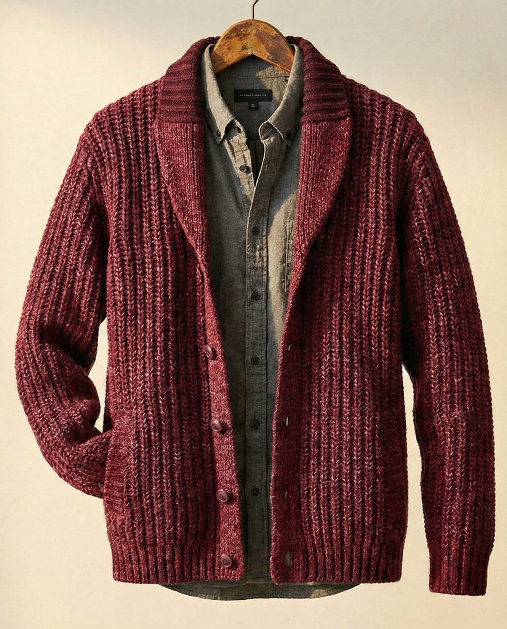 Cardigan damski z kołnierzem szalowym i luźnym krojem - 1 - Livia-Moda