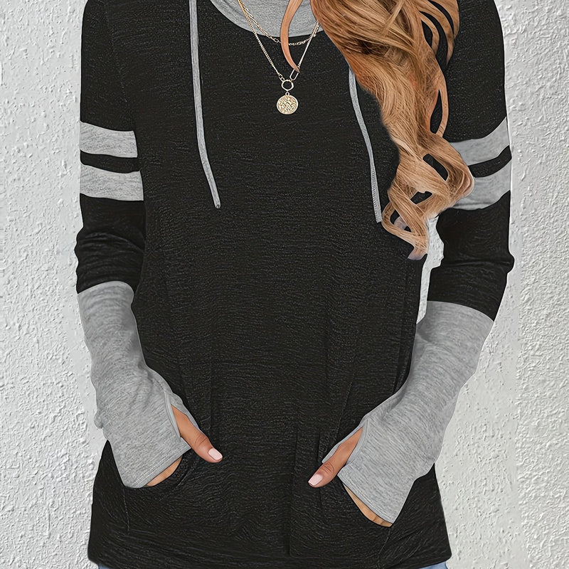 Hoodie damski z kapturem i modnymi paskami - 1 - Livia-Moda