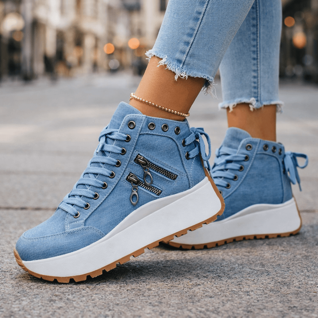 Sneaker damskie z wysokim krojem i bocznymi detalami - 1 - Livia-Moda