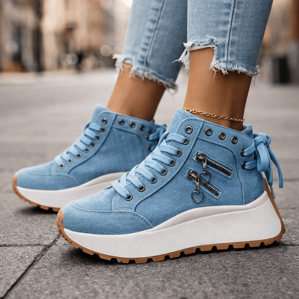 Sneaker damskie z wysokim krojem i bocznymi detalami - 4 - Livia-Moda